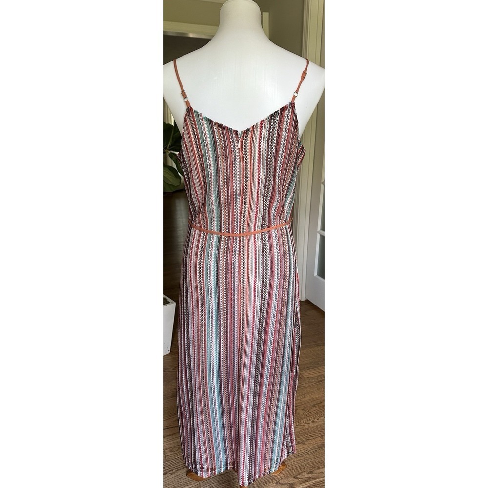 Sam Edelman Striped Midi Dress Size 6 Multicolor Belted Spaghetti Strap NWT - Picture 5 of 11